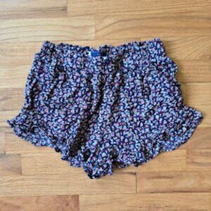 Hollister Ruffle Hem Floral Shorts – Navy, Size S